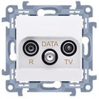 Gniazdo antenowe R-TV-DATA (moduł) częstotliwość dla wejścia 5-862 MH z. Tłum: R-14 dB, TV-10 dB, DATA -3 dB, beż Simon10