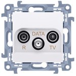 Gniazdo antenowe R-TV-DATA (moduł) częstotliwość dla wejścia 5-862 MH z. Tłum: R-14 dB, TV-10 dB, DATA -3 dB, beż Simon10