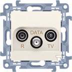Gniazdo antenowe R-TV-DATA (moduł) częstotliwość dla wejścia 5-862 MH z. Tłum: R-14 dB, TV-10 dB, DATA -3 dB, beż Simon10