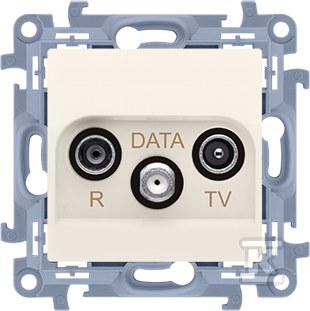 Gniazdo antenowe R-TV-DATA (moduł) częstotliwość dla wejścia 5-862 MH z. Tłum: R-14 dB, TV-10 dB, DATA -3 dB, beż Simon10