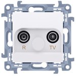 Gniazdo antenowe R-TV przelotowe (moduł) tłum. TV i R: 10 dB, beż Simon10
