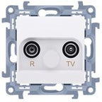 Gniazdo antenowe R-TV przelotowe (moduł) tłum. TV i R: 10 dB, beż Simon10