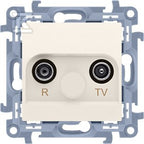 Gniazdo antenowe R-TV przelotowe (moduł) tłum. TV i R: 10 dB, beż Simon10