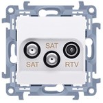 Gniazdo antenowe satelitarne podwójne SAT-SAT-RTV (moduł), 1x wejście: 5 MHz-2,4 GHz, krem, SIMON10