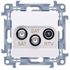 Gniazdo antenowe satelitarne podwójne SAT-SAT-RTV (moduł), 1x wejście: 5 MHz-2,4 GHz, krem, SIMON10
