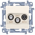 Gniazdo antenowe satelitarne podwójne SAT-SAT-RTV (moduł), 1x wejście: 5 MHz-2,4 GHz, krem, SIMON10