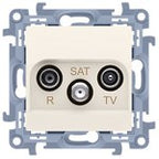 Gniazdo antenowe R-TV-SAT przelotowe (moduł) tłum.SAT -8 dB, TV-10 dB, R-12 dB, biały Simon10