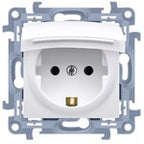 Gniazdo wtyczkowe Schuko do wersji IP44 z uszczelką - klapka transparetna (moduł) 16 A, 250 V~, zaciski śrubowe, biały Simon10