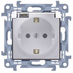 Gniazdo wtyczkowe Schuko do wersji IP44 z uszczelką z przesłonami torów prądowych - klapka w kolorze pokrywy (moduł) 16 A, 250 V~, zaciski śrubowe , biały Simon10