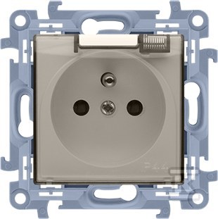 Gniazdo wtyczkowe z uziemieniem do wersji IP44 bez uszczelki - klapka transp. (moduł) 16A, 250V~, zac. śrub., krem *Wymagana uszczelka ramki, SIMON10