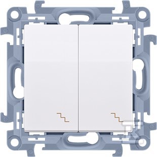 Łącznik schodowy podwójny z podświetleniem LED (moduł) 10 AX, 250 V~, zaciski śrubowe, biały Simon10
