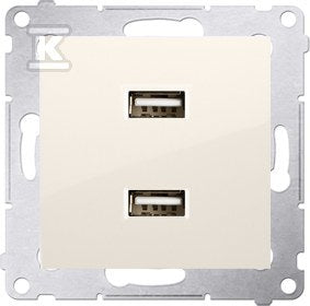 Ładowarka 2 x USB (moduł), 2.1 A, 5V DC, 230V, krem Simon54