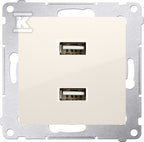 Ładowarka 2 x USB (moduł), 2.1 A, 5V DC, 230V, krem Simon54