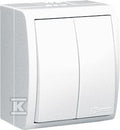 Łącznik schodowy podwójny bryzgoszczelny IP54, bez piktogramu 10AX, 250V~, zaciski śrubowe, biały, AQUARIUS
