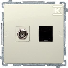 Gniazdo antenowe typu "F" + RJ45 kat.6 (moduł), Basic moduł beż