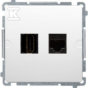 Gniazdo HDMI + RJ45 kat.6. (moduł), biały, BASIC MODUŁ