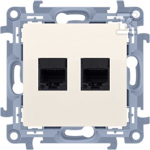 Gniazdo komputerowe podwójne RJ45 kategoria 5e (moduł, beż Simon10