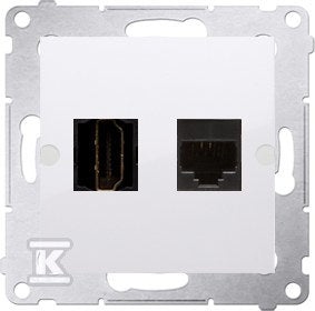 Gniazdo HDMI + RJ45 kat.6. (moduł), biały, SIMON54