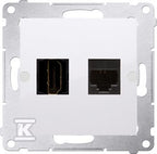 Gniazdo HDMI + RJ45 kat.6. (moduł), biały, SIMON54