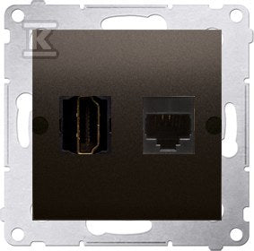 Gniazdo HDMI + RJ45 kat.6. (moduł), brąz mat, SIMON54