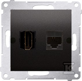 Gniazdo HDMI + RJ45 kat.6. (moduł), antracyt, SIMON54