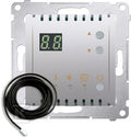 Regulator temperatury z wyświetlaczem z czujnikiem zewnętrznym (moduł) 16(2) A, 230V~, srebrny mat *W komplecie czujnik zewnętrzny (sonda), SIMON54