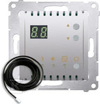 Regulator temperatury z wyświetlaczem z czujnikiem zewnętrznym (moduł) 16(2) A, 230V~, srebrny mat *W komplecie czujnik zewnętrzny (sonda), SIMON54
