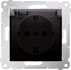 Gniazdo Schuko do wersji IP44 z przesłonami z uszczelką ramki (moduł) 16A, 250V~, zaciski śrubowe, klapka transparentna, brąz mat, SIMON54