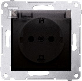 Gniazdo Schuko do wersji IP44 z przesłonami z uszczelką ramki (moduł) 16A, 250V~, zaciski śrubowe, klapka transparentna, brąz mat, SIMON54