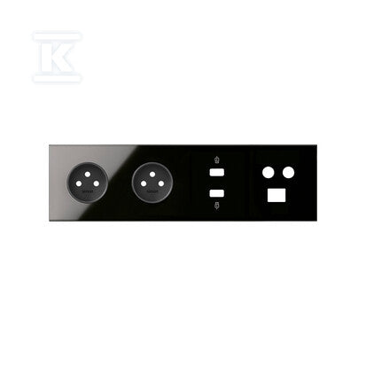 Panel 4-krotny: 2 gniazda + HDMI + USB + TV/SAT+ RJ45, czarny, SIMON100