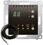 Regulator temperatury z wyświetlaczem z czujnikiem zewnętrznym (moduł) 16(2) A, 230V~, brąz mat *W komplecie czujnik zewnętrzny (sonda), SIMON54