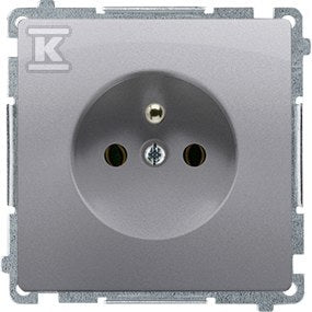 Gniazdo wtyczkowe pojedyncze z uziemieniem (moduł) 16A, 250V~ z przesłonami torów prądowych, szybkozłącza, stal inox, BASIC MODUŁ