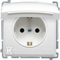 Gniazdo wtyczkowe Schuko do wersji IP44 z przesłonami (moduł) 16A, 250V~,zaciski śrubowe, biały, BASIC MODUŁ