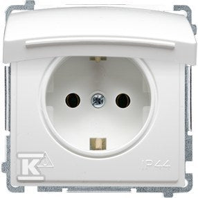 Gniazdo wtyczkowe Schuko do wersji IP44 z przesłonami (moduł) 16A, 250V~,zaciski śrubowe, biały, BASIC MODUŁ