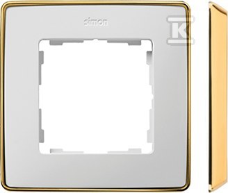 Ramka 1-krotna, Detail SELECT-metal, BIAŁA / podstawa Złota, SIMON82 DETAIL