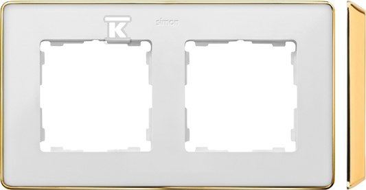Ramka 2-krotna, Detail SELECT-metal, BIAŁA / podstawa Złota, SIMON82 DETAIL