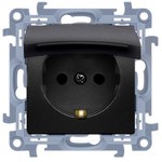 Gniazdo wtyczkowe Schuko do wersji IP44 z uszczelką z przesłonami torów prądowych - klapka w kolorze pokrywy (moduł) 16 A, 250 V~, zaciski śrubowe , biały Simon10