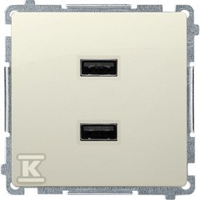 Ładowarka 2 x USB (moduł), 2.1 A, 5V DC, 230V, beż, BASIC MODUŁ