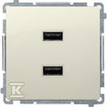 Ładowarka 2 x USB (moduł), 2.1 A, 5V DC, 230V, beż, BASIC MODUŁ