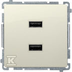 Ładowarka 2 x USB (moduł), 2.1 A, 5V DC, 230V, beż, BASIC MODUŁ