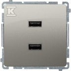 Ładowarka 2 x USB (moduł), 2.1 A, 5V DC, 230V, satynowy, BASIC MODUŁ
