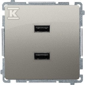 Ładowarka 2 x USB (moduł), 2.1 A, 5V DC, 230V, satynowy, BASIC MODUŁ
