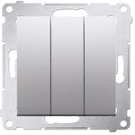 Przycisk potrójny z podświetleniem LED (moduł) 10AX, 250V~, szybkozłącza, srebrny mat, BASIC MODUŁ