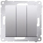 Przycisk potrójny z podświetleniem LED (moduł) 10AX, 250V~, szybkozłącza, srebrny mat, BASIC MODUŁ