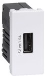 USB ładowarka K45 (45x45) gniazdo typ A 5V/2,1A, czysta biel, CONNECT
