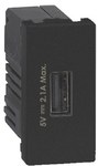 USB ładowarka K45 (45x45) gniazdo typ A 5V/2,1A, szary grafit, CONNECT