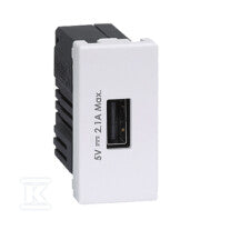 USB ładowarka K45 (45x22,5) gniazdo typ A 5V/2,1A, czysta biel, CONNECT