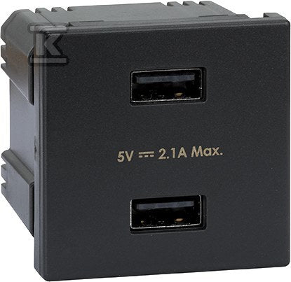 USB ładowarka K45 (45x45) gniazdo typ A 5V/2,1A, szary grafit, CONNECT