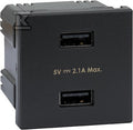 USB ładowarka K45 (45x45) gniazdo typ A 5V/2,1A, szary grafit, CONNECT