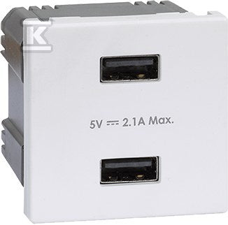 USB ładowarka K45 (45x45) gniazdo typ A 5V/2,1A, czysta biel, CONNECT